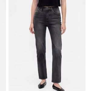 Gap High Rise ’90s Slim Straight Jeans (black, waist 29", 8T)